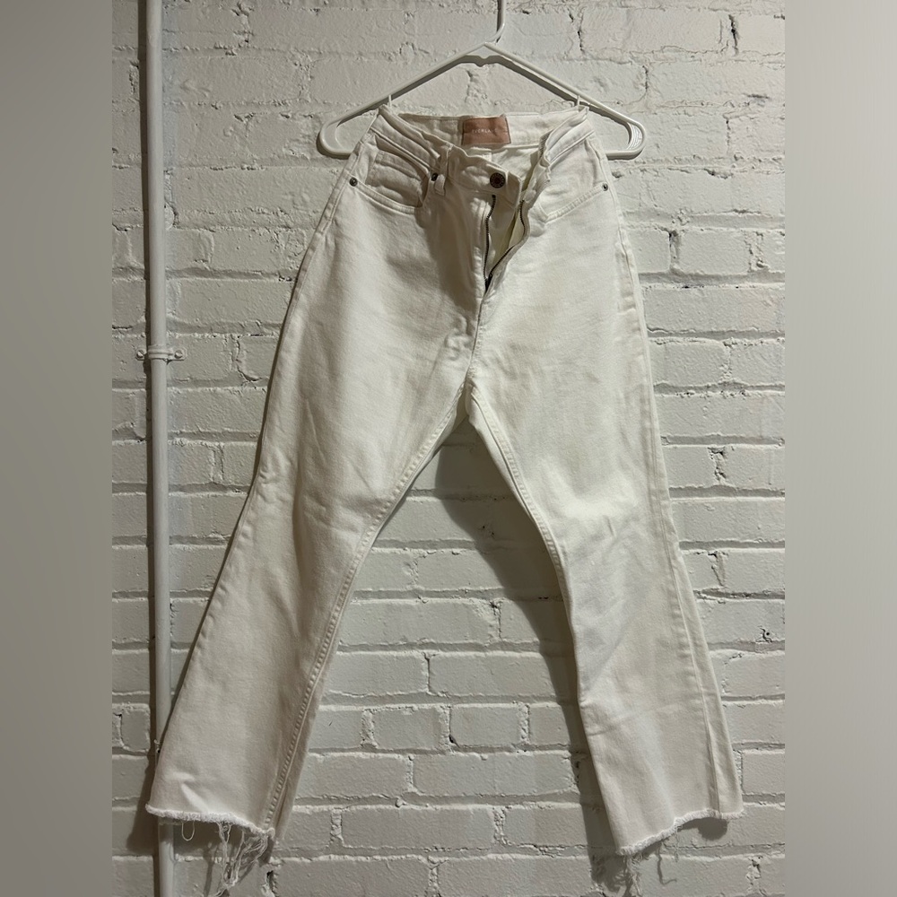 Everlane White high rise kick crop cut off jeans